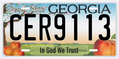 GA license plate CER9113