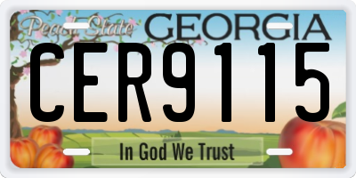 GA license plate CER9115