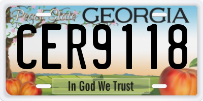 GA license plate CER9118