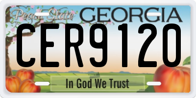 GA license plate CER9120