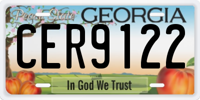 GA license plate CER9122