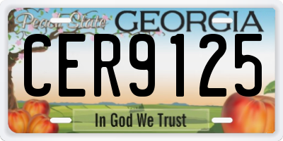 GA license plate CER9125
