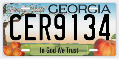 GA license plate CER9134