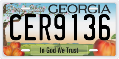 GA license plate CER9136