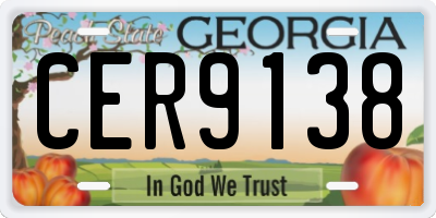 GA license plate CER9138
