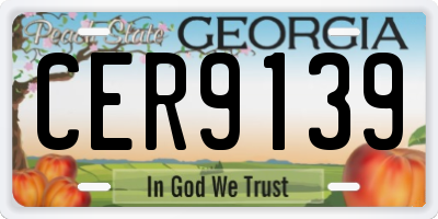 GA license plate CER9139