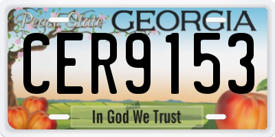 GA license plate CER9153