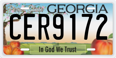 GA license plate CER9172