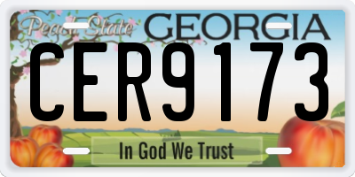GA license plate CER9173