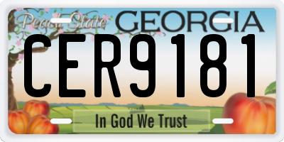 GA license plate CER9181