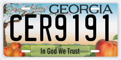 GA license plate CER9191