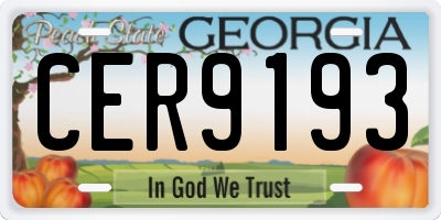 GA license plate CER9193