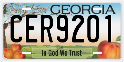 GA license plate CER9201