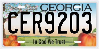 GA license plate CER9203