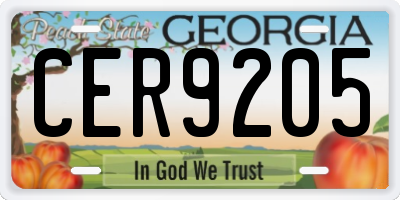 GA license plate CER9205