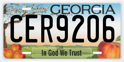 GA license plate CER9206