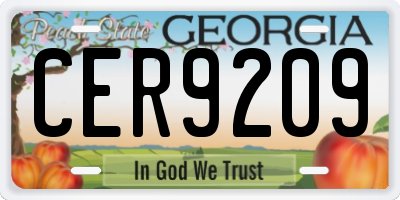 GA license plate CER9209