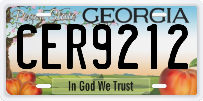 GA license plate CER9212