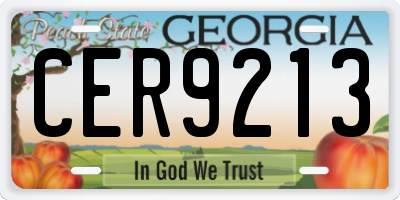 GA license plate CER9213
