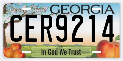 GA license plate CER9214