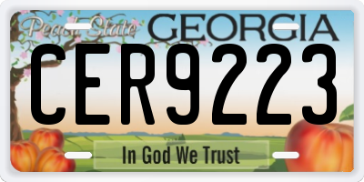 GA license plate CER9223