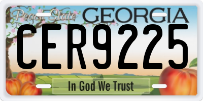GA license plate CER9225
