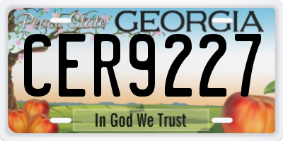 GA license plate CER9227