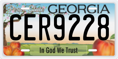 GA license plate CER9228