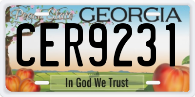 GA license plate CER9231