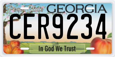 GA license plate CER9234
