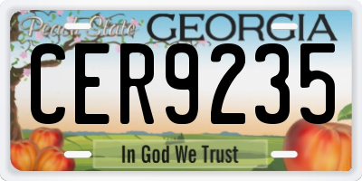 GA license plate CER9235