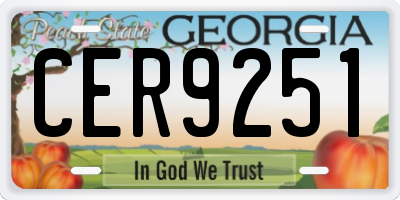 GA license plate CER9251