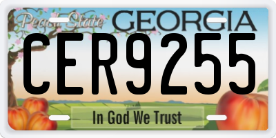 GA license plate CER9255