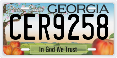 GA license plate CER9258