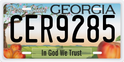 GA license plate CER9285