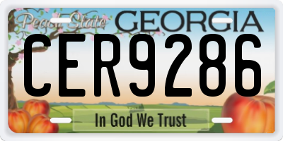 GA license plate CER9286
