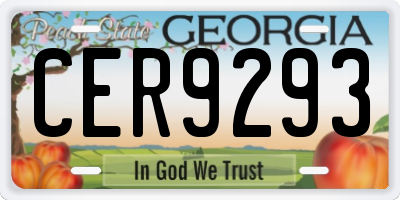 GA license plate CER9293