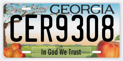 GA license plate CER9308