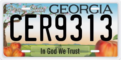 GA license plate CER9313