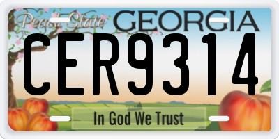 GA license plate CER9314