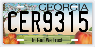 GA license plate CER9315