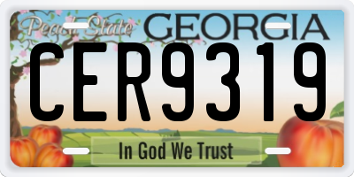 GA license plate CER9319