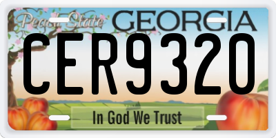 GA license plate CER9320