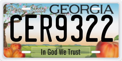 GA license plate CER9322
