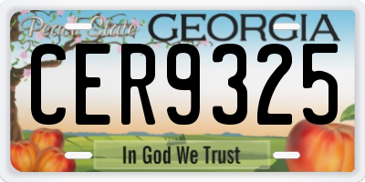 GA license plate CER9325