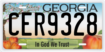 GA license plate CER9328