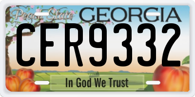 GA license plate CER9332