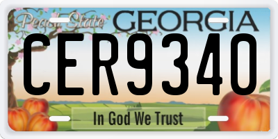 GA license plate CER9340