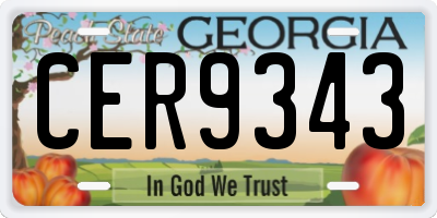 GA license plate CER9343