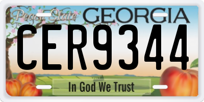 GA license plate CER9344